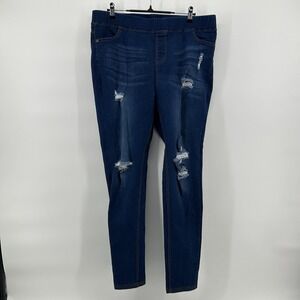 JVINI Blue Jeans Womens 2XL Jeggings Distressed Denim Pants Stretchy Leggings